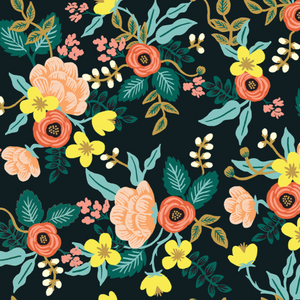 Primavera - Birch Black Cotton Fabric