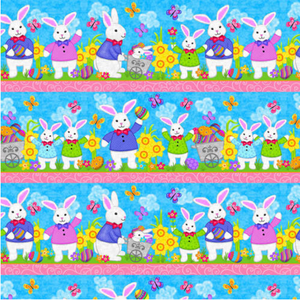 Hello Spring - Novelty Easter Stripe Blue by Studio E Fabrics | Novelty Fabrics