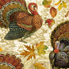 Gather Here - Harvest Turkeys Metallic Fabric by Timeless Treasures