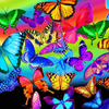 Rainbow Butterfly - Bright Rainbow Butterflies Flight by Timeless Treasures
