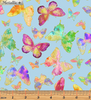 Watercolor Wishes Butterfly Wishes Light Blue Gold Metallic by Kanvas Studio