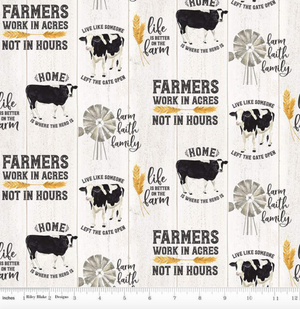 Homestead Life - Cows and Farm Life Phrases on Cream by Riley Blake C9450-CREAM