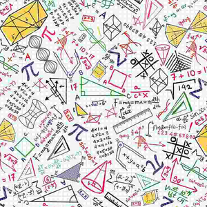 Math & Science - Colorful Math Doodles on Grid fabric by Timeless Treasures