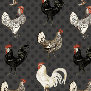 Free Range Fresh - Large Chickens Black by Wilmington Prints