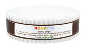 Kona Cotton White Skinny Strips by Robert Kaufman | Quilting Precuts