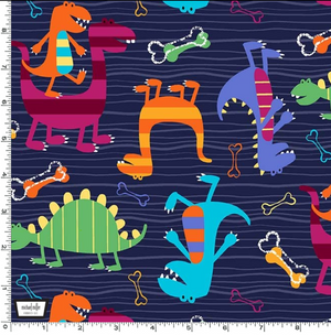 Dino World - Dino Dudes Midnight by Michael Miller | Royal Motif Fabrics