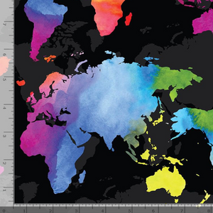 Timeless Treasures - Wild World - Multi Colored World Map | Royal Motif Fabrics