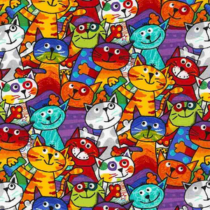 Crazy For Cats - Stacked Cats Fabric