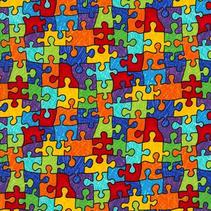 Crayon Party - Puzzle Pieces by Timeless Treasures 
