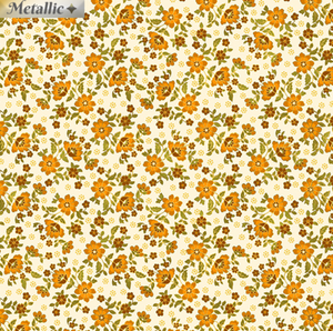 Radiance - Radiant Mini Blossoms Cream Orange by Benartex 9746M-07