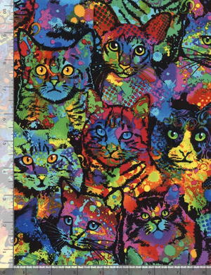 Crazy for Cats - Paint Splatter Cats by Timeless Treasures | Cats Fabric 
