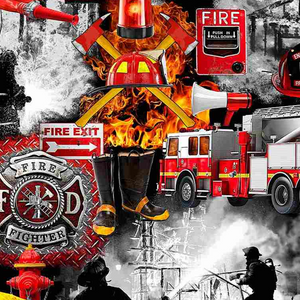 Fire & Rescue - Firefighter Patchwork by Timeless Treasures