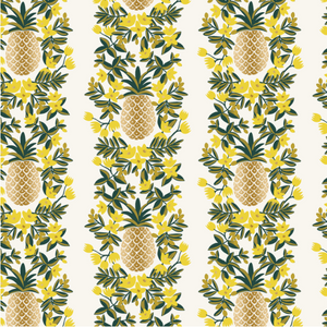 Primavera Pineapple Stripe Cream Metallic Fabric by Cotton + Steel