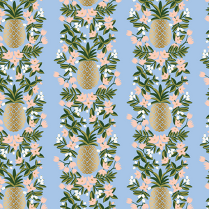 Primavera Pineapple Stripe Periwinkle Metallic Fabric by Cotton + Steel