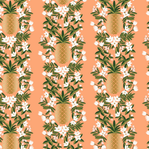 Primavera Pineapple Stripe Peach Metallic Fabric by Cotton + Steel