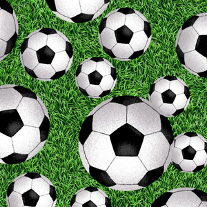 Born to Score - Tossed Soccer Ball by Studio E Fabrics | Sports Fabrics