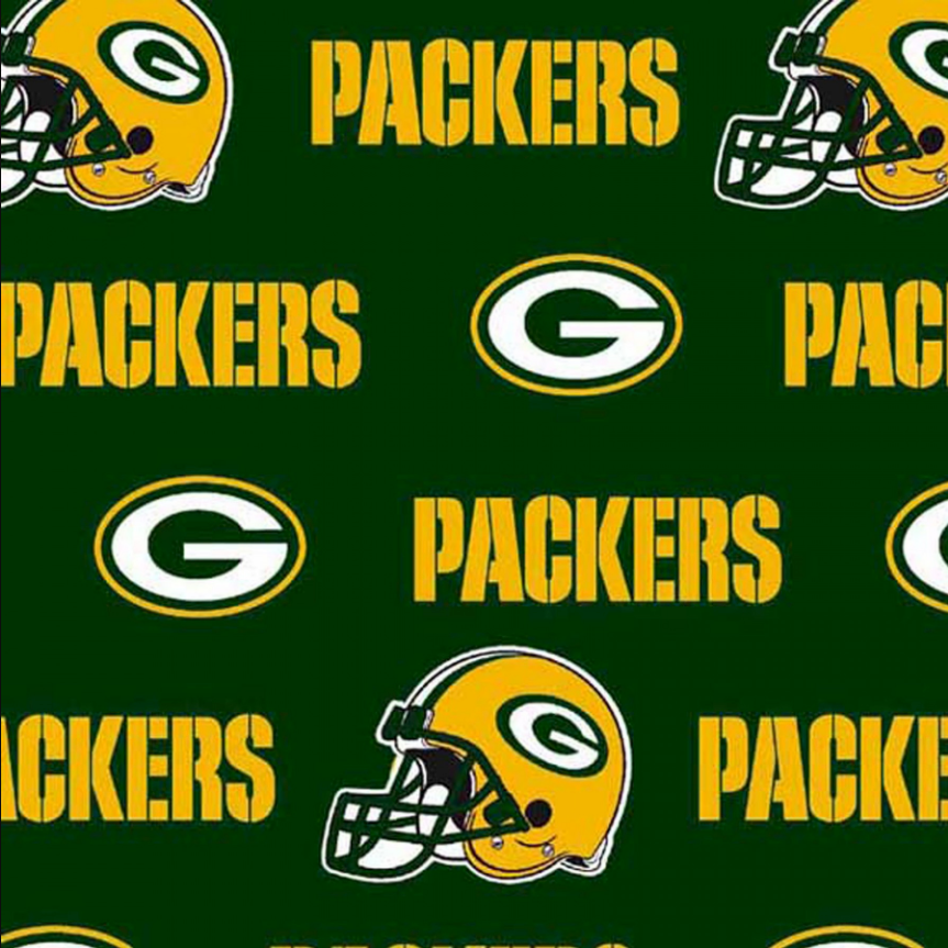 NFL Football Green Bay Packers on White Cotton Fabric