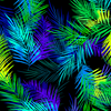 Tropical Breeze - Island Palm Leaves Black/Blue by Kanvas Studio/Benartex 9723-12