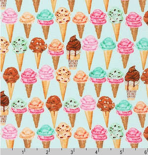 Sweet Tooth - Ice cream Cones on Mint by Robert Kaufman | Novelty Prints | AMKD-19829-32 MINT