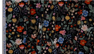 Strawberry Fields - Floral Black Fabric by Cotton + Steel | RP400-BK1