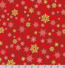 Winter's Grandeur 8 - Gold Metallic Snowflakes on Red by Robert Kaufman