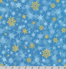 Winter's Grandeur 8 - Gold Metallic Snowflakes on Blue by Robert Kaufman