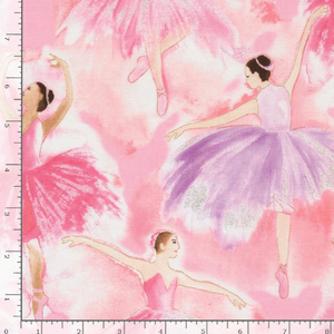Sparkle & Shine Watercolor Ballerinas with Glitter by Timeless Treasures