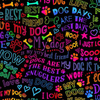 Dog Best Friends Rainbow Writing Fabric