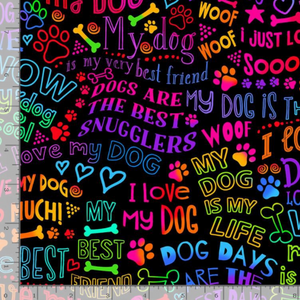 Dog Best Friends Rainbow Writing Fabric