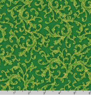 Holiday Flourish 14 | Swirls Green | Robert Kaufman | SRKM-19918-7