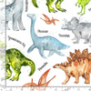 Dino Trek/Pre-Historic - Dinos and Names on White by Timeless Treasures