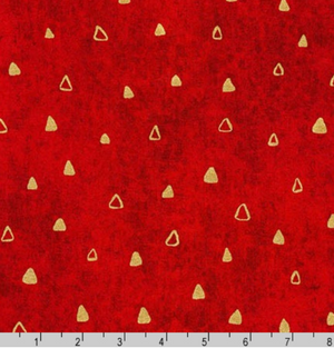 Robert Kaufman Gustav Klimt Gold Metallic Triangles on Red