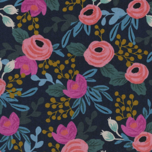Cotton + Steel - Menagerie Rosa Navy Canvas by Rifle Paper Co. AB8012-022