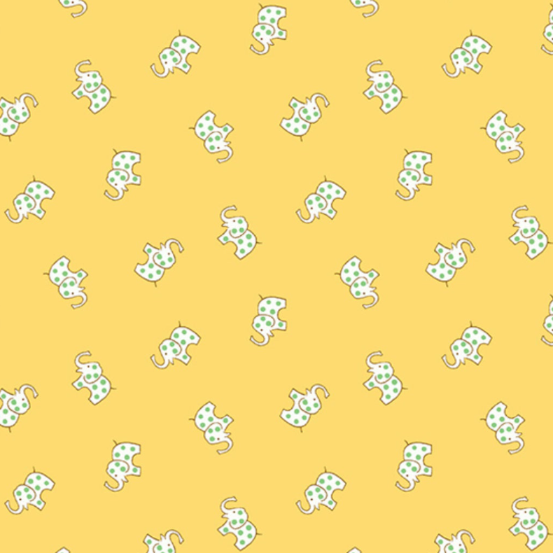 Lottie Ruth - Elephants Yellow by Kathy Hall for Andover Fabrics