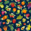 Fresh From the Grove - Fruit & Veggies Toss Navy by Wilmington Prints