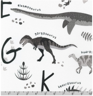 Kaufman Alphabetosaurus Grey Dinosaurs Panel 