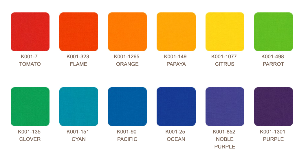 Robert Kaufman Kona Cotton Solids 2.5in Strip Roll - Bright Rainbow