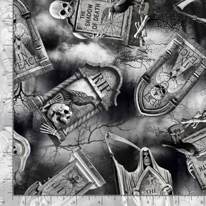 Timeless Treasures - Wicked Tombstones Fabric
