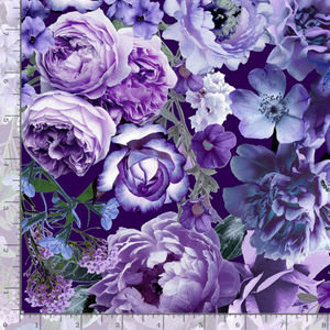 Floral Dreams - Medium Purple Peonies Fabric