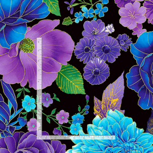 Utopia - Blue Metallic Florals Fabric