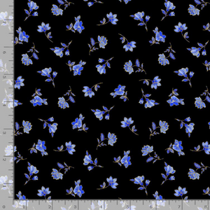 Sapphire - Tossed Metallic Small Florals Black