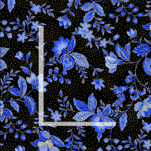 Sapphire - Tossed Metallic Florals by Timeless