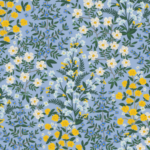 Camont - Wildwood Garden - Blue Canvas Fabric