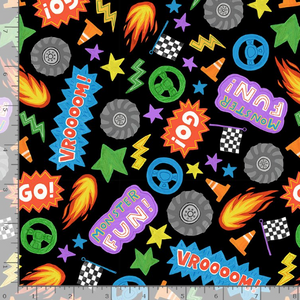 Monster Truck Fun Stickers Fabric