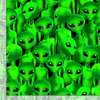 Space Invasion - Packed Green Aliens Fabric