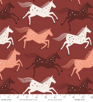 Wild Horses - Warm Sienna Canvas Fabric