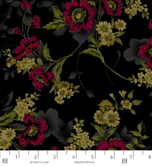 Midnight Garden - Large Floral Red by RJR