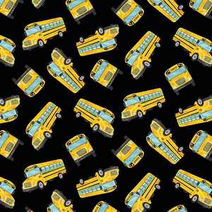 Timeless Treasures -Tossed Yellow School Buses