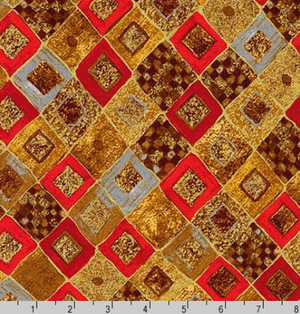 Gustav Klimt - Metallic Diamonds Squares Red