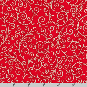 Holiday Flourish 15 - Swirls Scarlet Silver